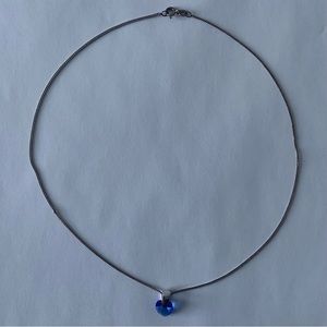 Blue Saphire Crystal 925 Sterling Silver Dainty Delicate Heart Gem Stone Pendant